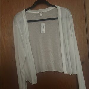 White Sheer Open Cardigan